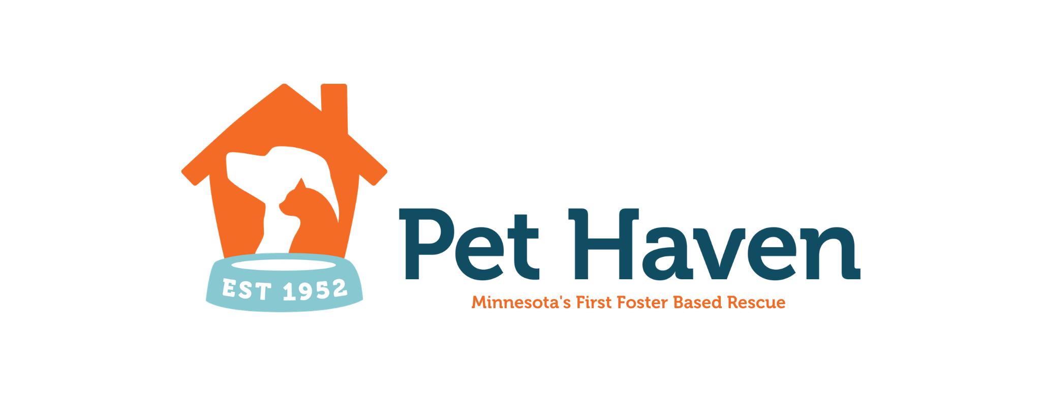 Pethaven logo featuring an orange house with the silhouettes of a dog and cat